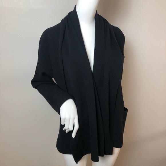 Eileen Fisher Open Front Knit Cardigan Black Large